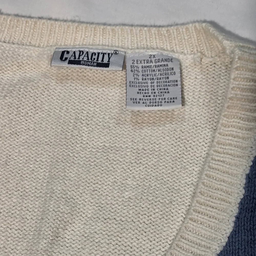 Capacity Sweater Vest Womens 2X White Winter Sleigh Ride Christmas Grandmacore